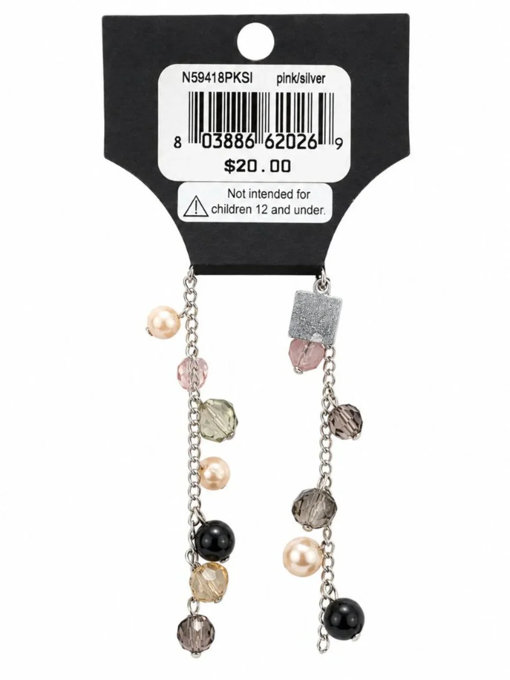 Silver-Tone Multicolor Beaded Station Necklace